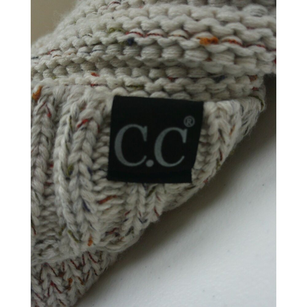 C.C Confetti Oatmeal Knit Visor Beanie Hat Slouchy Newsboy Cap One Size - Picture 6 of 8